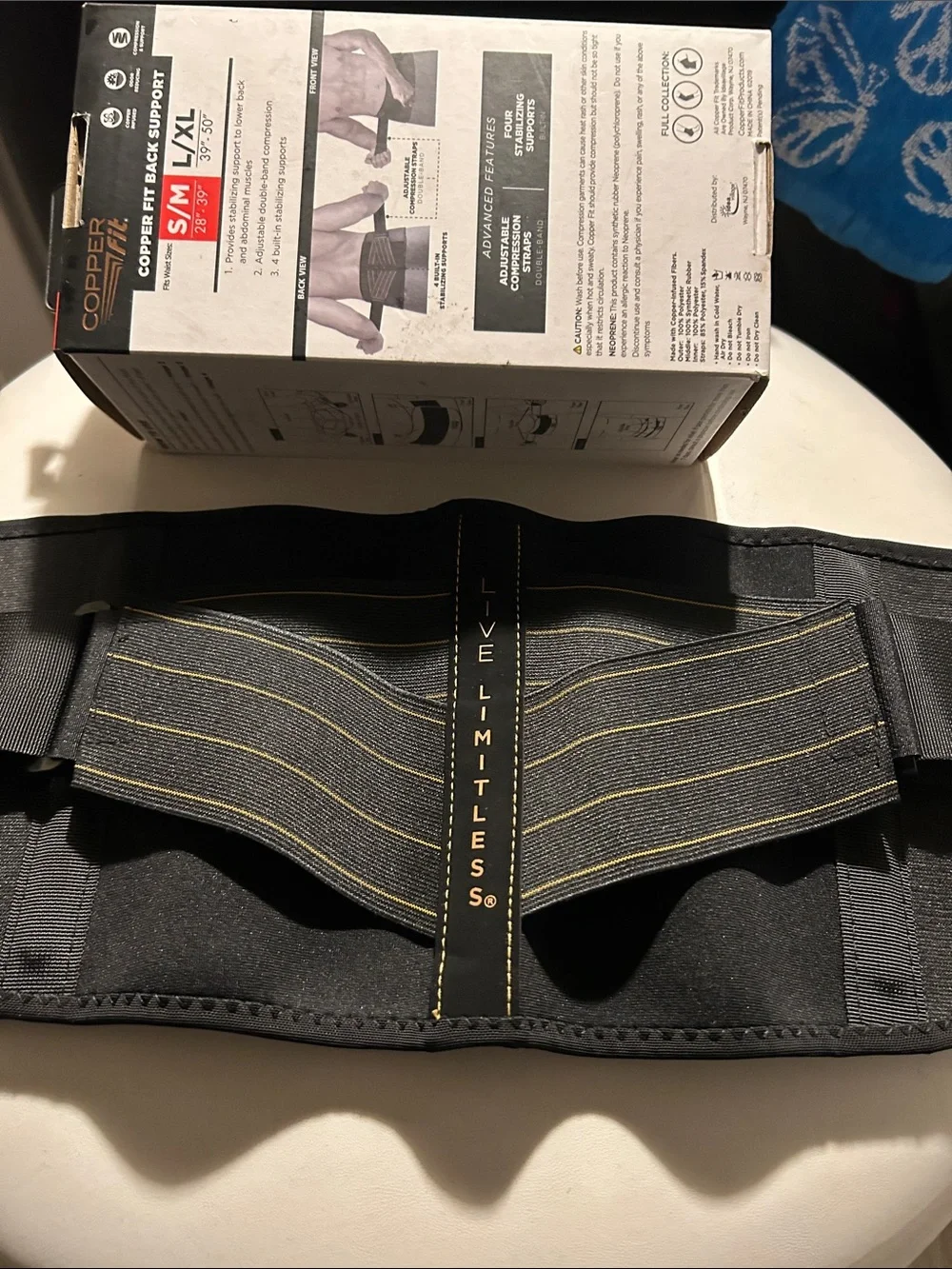 Copper Fit Back Pro Compression Support Belt - Black (S/M)